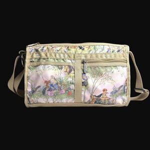 LeSportsac‎ Molly Enchanted Crossbody Bag Tan Nylon Storyboom Discontinued Print